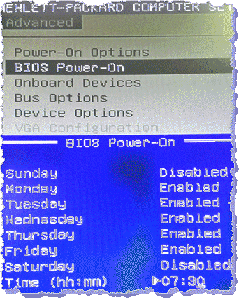 HP BIOS Power-On